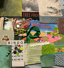 Frog Theme Scrapbooking Embellishments Mixed Lot Paper Fabric Ribbon Buttons
