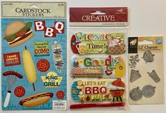 Large Lot Of BBQ Cookout Stickers, Clear Stamps, Charms! Jolee’s Boutique, MAMBI
