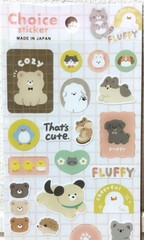 GAIA Dullness Animals Choice Sticker Bear Dog Koala Cat Rabbit Kid MADE IN JAPAN