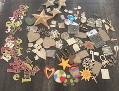 Mixed Media Craft Lot 138 Pieces Wood Cutouts Chipboard Letter Tags Junk Journal