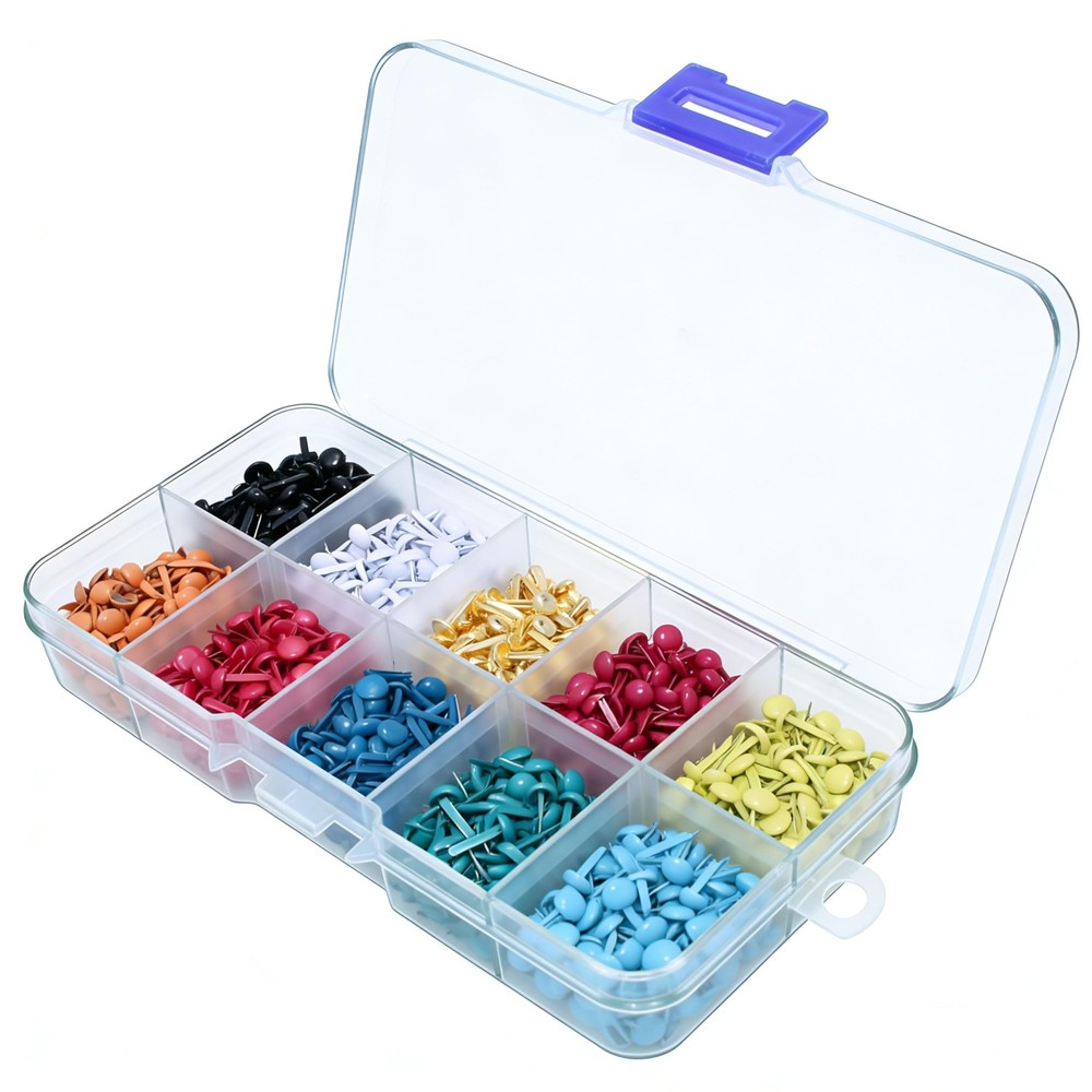 500 PCS 10 Colors 5mm Mini Brads Metal Paper Fasteners Split Pins Box