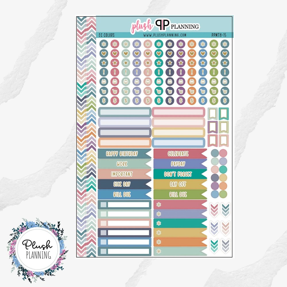 8.5×11 EC Planner Stickers, Sticker Pack, EC Icons, Label Stickers, Flags