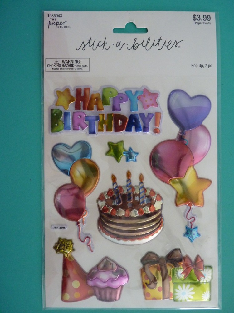 HAPPY BIRTHDAY Foil Dimensional Stickers (7) pcs Sealed Pack – Paper Studio