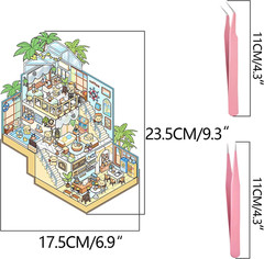4 Sets Big DIY 3D Sticker Scene Isometric Miniature Room Stickers Book for Kids