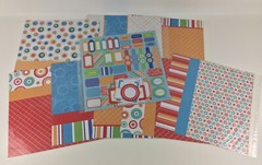 Scrapbook Lot Pages Bright Colors Family Kids Cut Outs 12×12 Paper Makes 16 Page