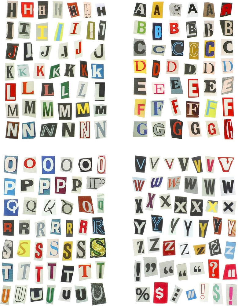181Pcs 4 Sheets Letter Stickers Alphabet Number Symbol Sticker for Scrapbooking,