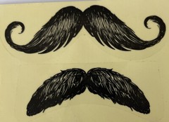 BLACK MUSTACHE Mylar Stickers (2pc)4-1/2″x3″)Men’s•Style•Wax•Hair •Face•Combing•