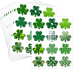 180 Pcs St. Patrick’S Day Stickers Bulk, 15 Sheets Assorted Shamrock Clover Stic
