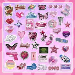 200Pcs Y2K Stickers, Cool and Trendy 2000s Aesthetic Stickers, Cute Vintage Viny