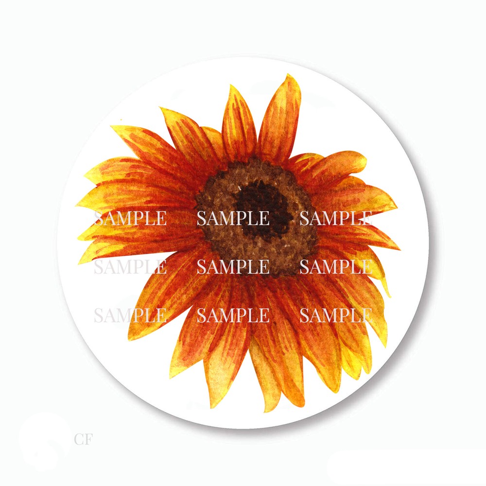 48 BURNT ORANGE/GOLD GERBER DAISY ENVELOPE SEALS SCRAPBOOK STICKERS 1.2″ ROUND