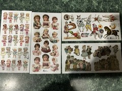 Violette Stickers Lot Of 4 Sheets Victorian Kittens, Clowns,Dolls, Girls, Rare!