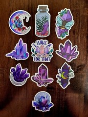 STICKERS x 10 Positive Crystals I Have A Crystal For That Purple Moon Bee CR3