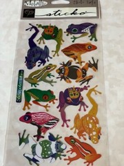 STICKO STICKERS GLITTERED METALLIC FROGGIES GLITTER FROGS MULTI-COLOR FROGS 12PC