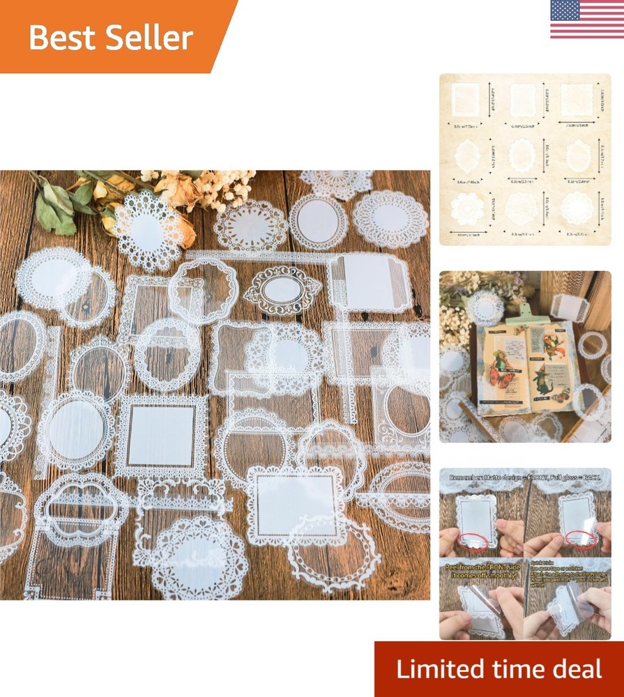 Beautiful 120 Pcs Lace Stickers – Perfect for Scrapbooks and DIY Styles