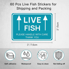 60PCS Live Fish Stickers Shipping Supplies,Please Handle with Care This Side …