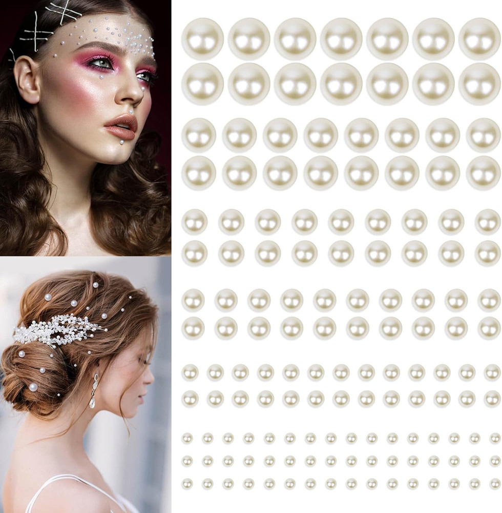 3539Pcs Pearls Stickers, Stick on Pearl Face Gems, Adhesive Pearl Beads, Sticky