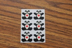 Vintage 1983 Illuminations Super sixes Stickers Panda Bears with hearts Rare