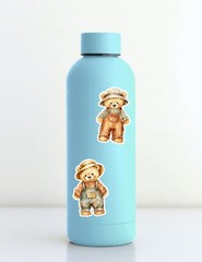 Teddy Bear in Overalls Die Cut Vinyl Stickers Scrapbooking Laptop Waterbottle