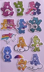 SET #3 ~ Lot of 12 Care Bears Stickers Glossy ~ Junk Journal Supplies Scrapbook