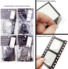 120PCS Retro Camera Film Frame Stamp Poster PET Stickers for Scrapbooking Bullet