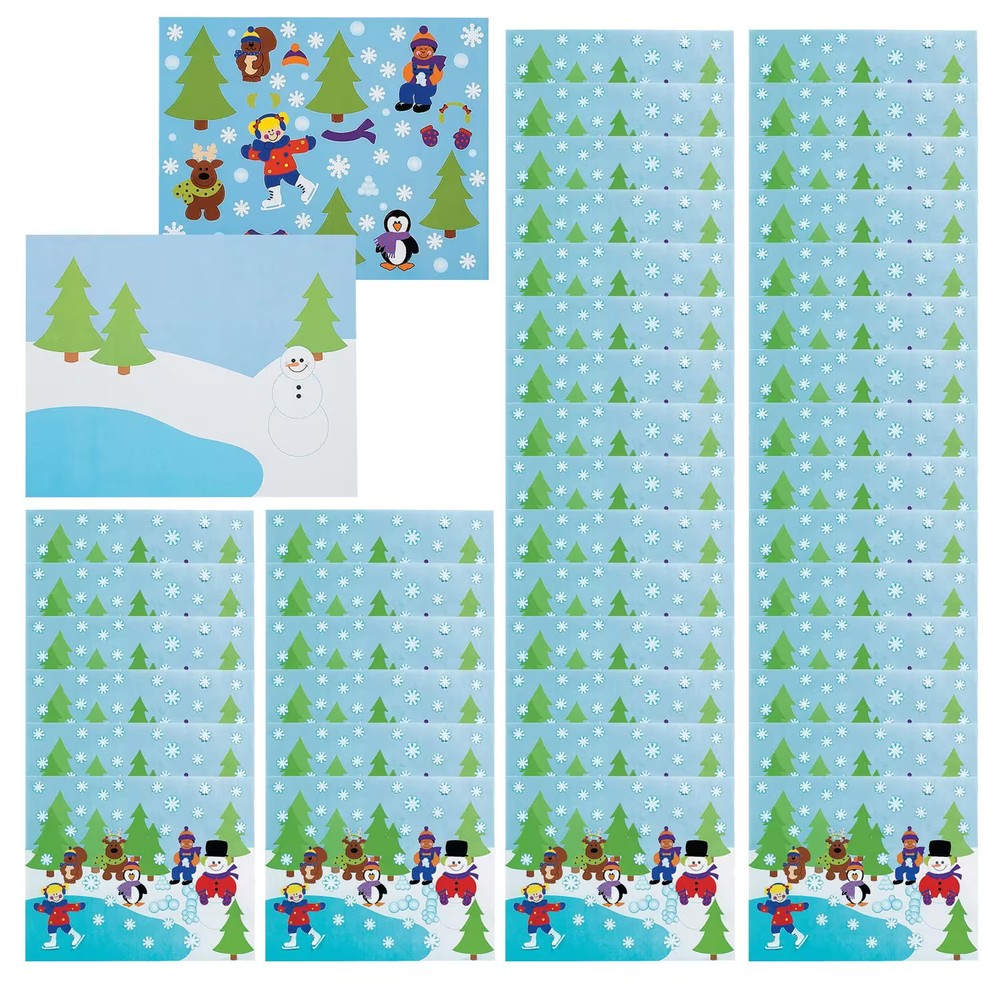 Oriental Trading Winter Snowy Landscape Sticker Scenes, 11″ x 8 1/2″, Mega Bulk