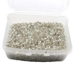 5000 Glass Tube Bugle Beads 2X2mm White Silver-Lined + Storage Box