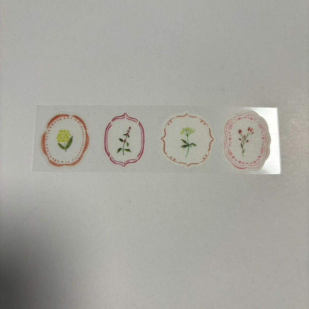 Cute Antique Flower Stickers 4 Pieces Kawaii Japanese Vintage Floral Frame