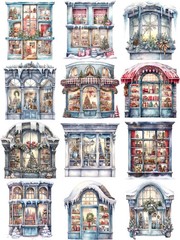 Christmas Storefronts Windows Stickers Stationery Journal Scrapbooking Craft
