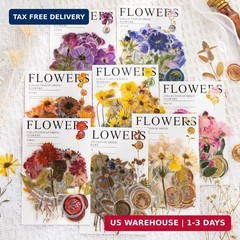 Knaid Pressed Flower Themed Stickers Set (320 Pieces) Dried Flowers Resin Sticke