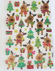 New 6×8” Sheet Foiled Halograph Christmas Tree Reindeer Craft Scrapbook Stickers