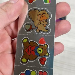 Rare Vintage Stickers BJ Decal Specialties Rainbow Bear Animals Foil Stickers