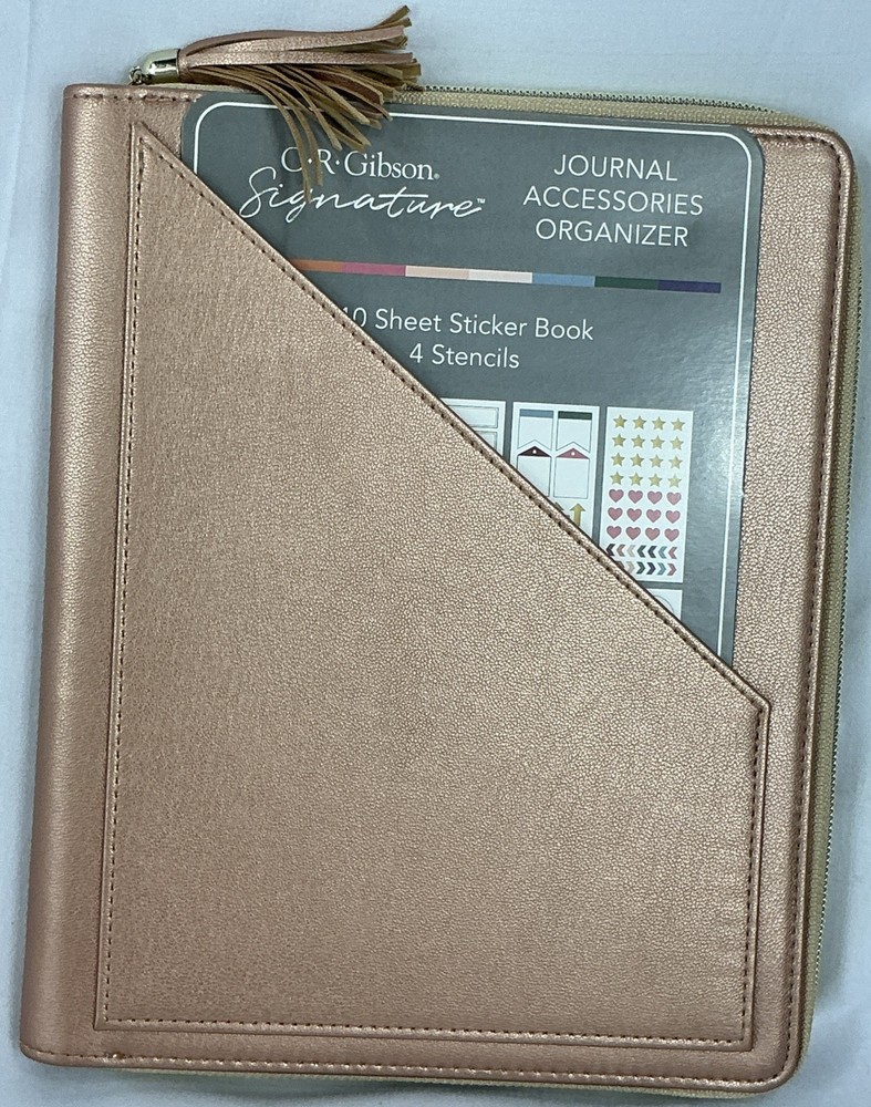New C.R. Gibson Rose Gold Journal Accessories Organizer Stencils & Stickers