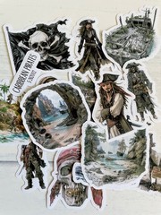 Caribbean Pirates Junk Journal Stickers Scrapbook Supply Papercraft Ephemera