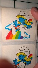 Vintage Stickers The Smurfs Smurfette Lot Of Three Stickers(Age Discoloration)