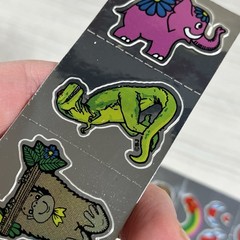 Rare Vintage Stickers BJ Decal Specialties Rainbow Bear Animals Foil Stickers