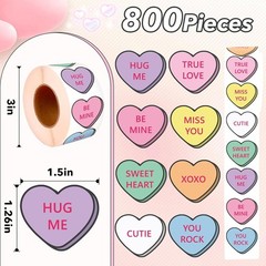 Valentines Heart Stickers for Kids 800PCS