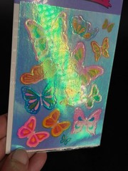 Rare Vintage Stickers NIP Sandy Lion Mother Of Pearl Opal Iridescent Butterfly