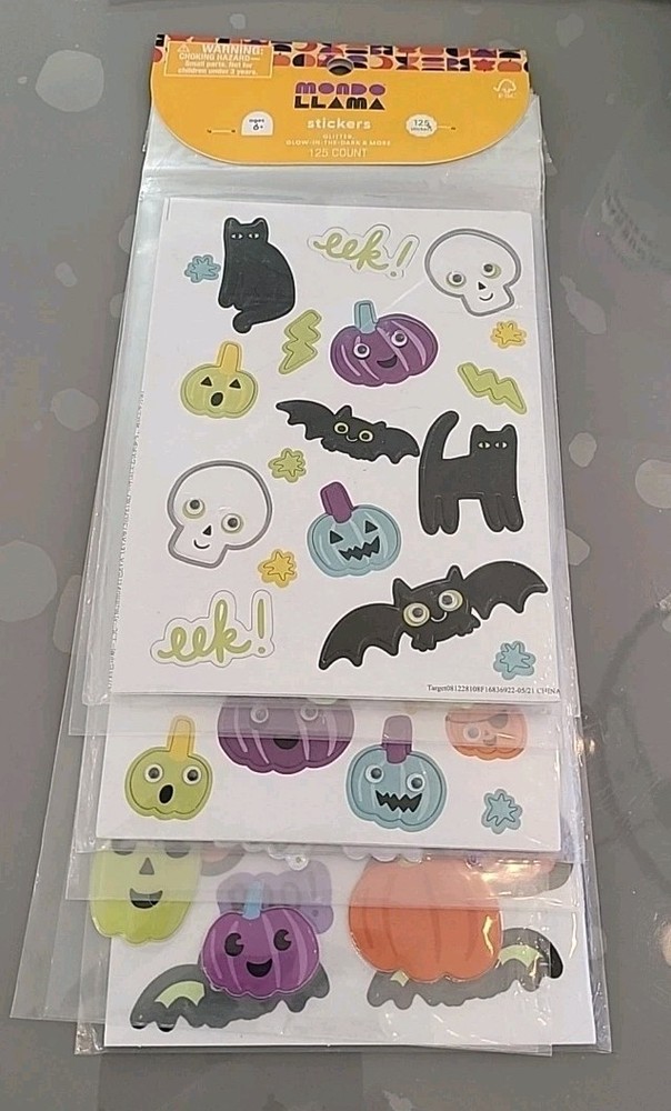 Glow In Dark Glitter Goggly Eyes Halloween 125 Sticker Pack Stickers Sealed New