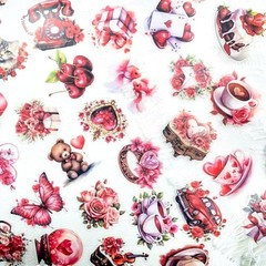 50 Pcs Red Valentine’s Day Waterproof Clear Stickers – Romantic Valentines