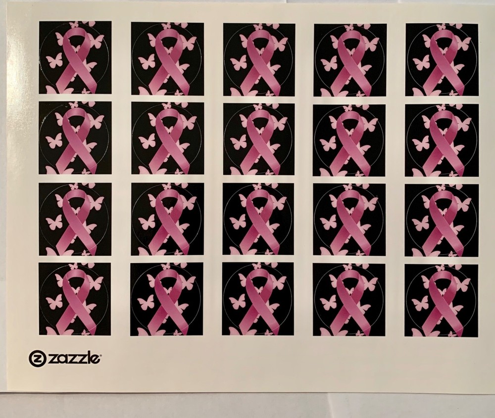 Pink Breast Cancer Awareness Ribbon Sticker Sheet
