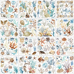 16 Sheets Ocean Boho Rub on Transfers Stickers Mixed Sea Life Rub on Transfers f