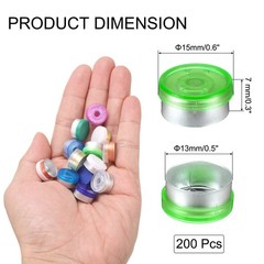 13mm Caps 200PCS Burr-Free Top Caps, Green/Silver