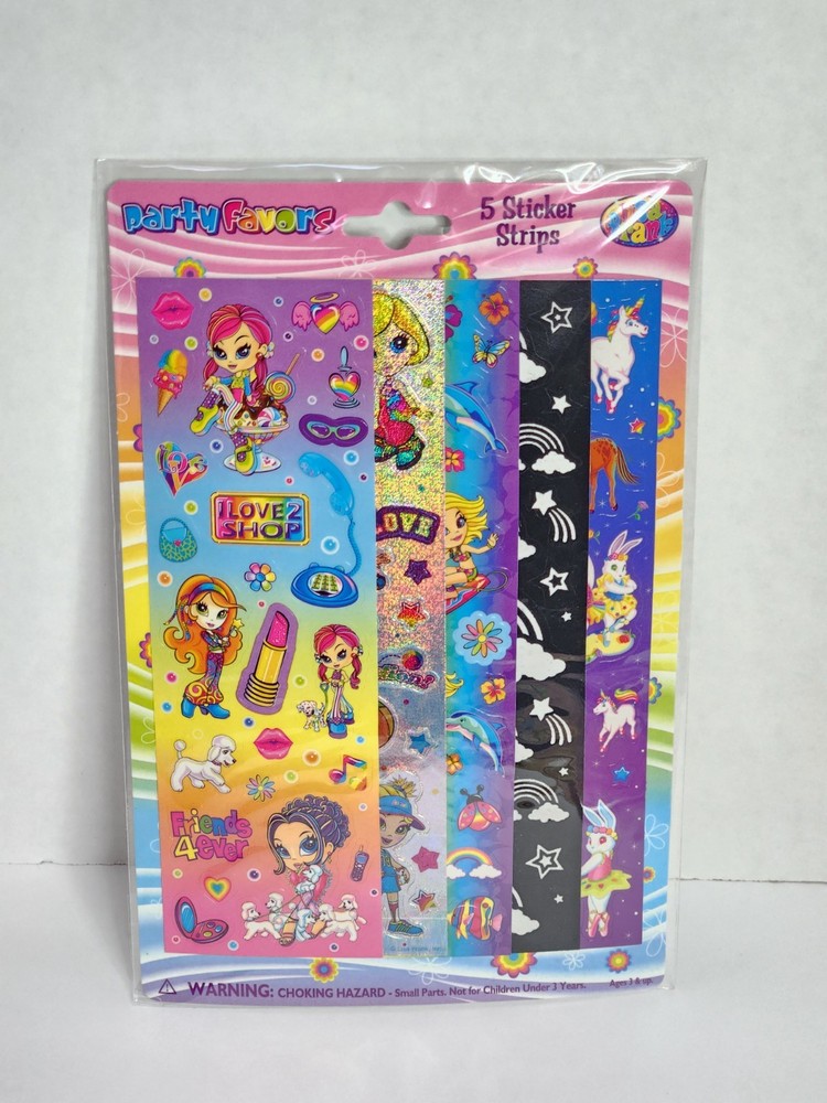 Lisa Frank Party Favors 5 Sticker Strips Vintage new sealed