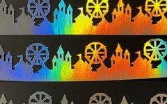 FAIRGROUND, AMUSEMENT PARK BORDER SILHOUETTE DIE CUT/ CUTS, IRIDESCENT OR BLACK