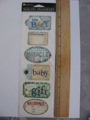 Daisy D’s Rub-On Transfers BABY BOY TAGS 6 Pieces NIP