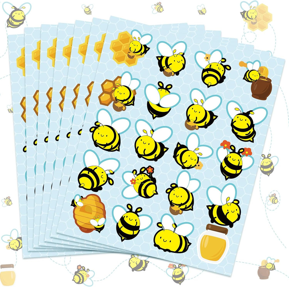 500 Pcs Waterproof Bee Stickers for Kids 25 Sheets 20 Styles Cartoon Self-Adhesi