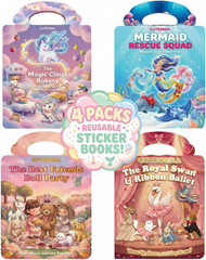 4 Sets of Reusable Sticker Books for Toddlers 2-4 Years, Ballet Unicorn & Doll T