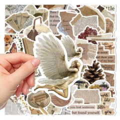 50pcs RETRO COTTAGECORE Vintage Stickers,Aesthetic Victotia Flowers Peacock,201