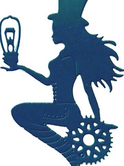MERMAID/ MERMAIDS, STEAMPUNK! SITTING ON & IN GEARS, SILHOUETTE DIE CUT/ CUTS