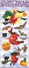 Violette Stickers 2 Sheets Halloween Witches Brooms Owls Bats Black Cats Moons